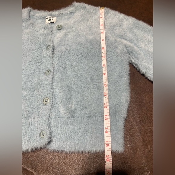 NWOT Aritzia Sunday Best Carmen Cardigan Knit Yarn Super Soft BLUE Size Small - Picture 16 of 17